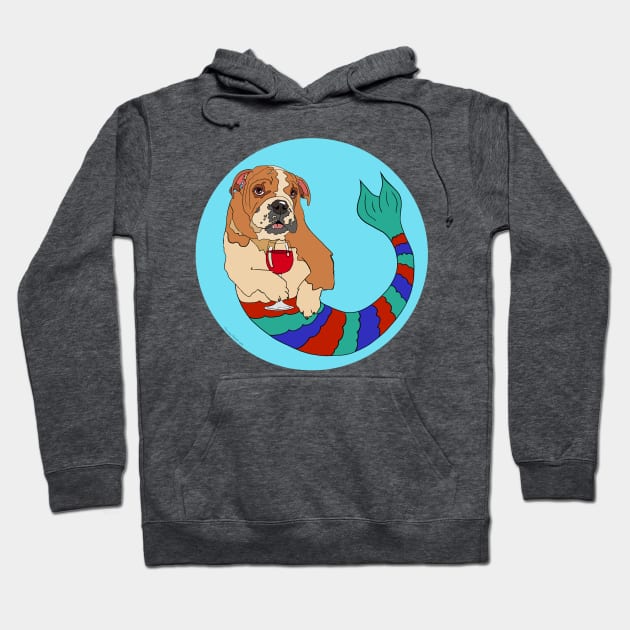 Winston the Bulldog Mermutt Hoodie by abrushwithhumor